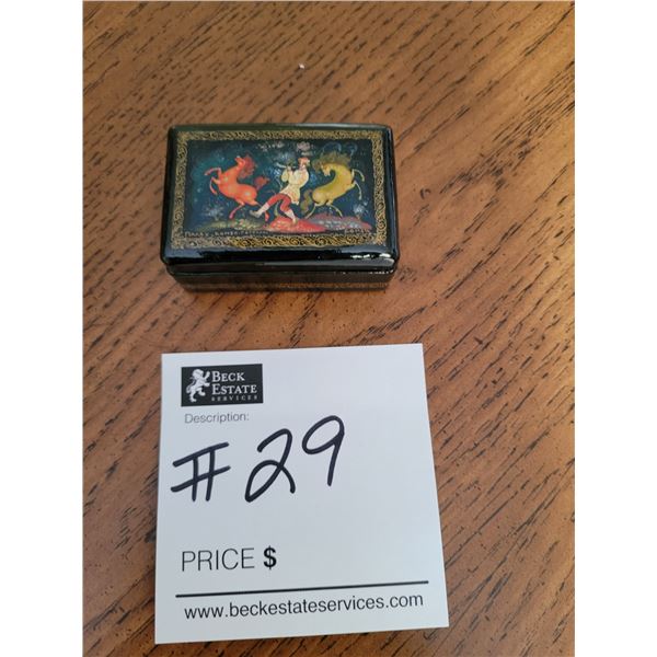 Palekh - Russian Hand Painted Black Lacquer Miniature