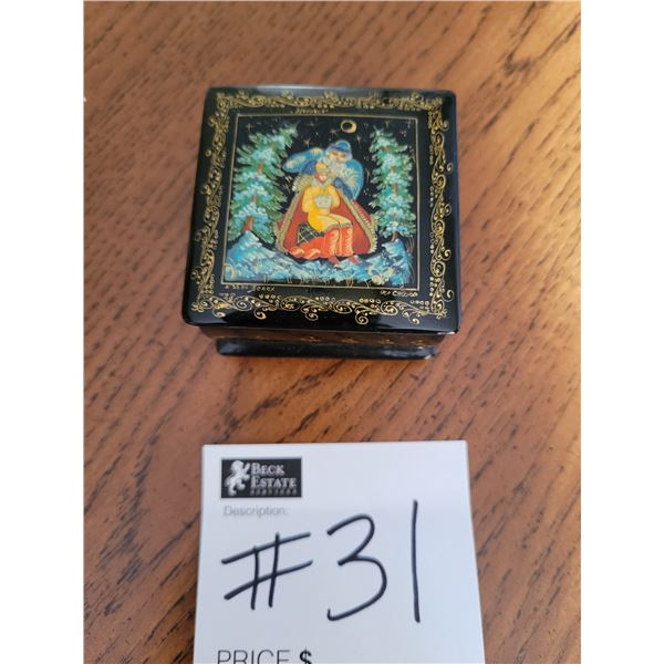 Palekh - Russian Hand Painted Black Lacquer Miniature