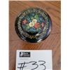 Image 2 : Russian 1980s Hand Painted Floral Scene with Black Lacquer