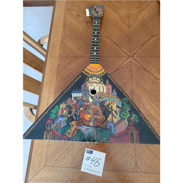 Russian, 1980s, Handcrafted & Painted, Black Lacquer Method Balalaika
