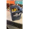 Image 1 : TOTE WITH EXTENTION CORDS, TRUCK STEPS, HEAVY DUTY TURNBUCKLE AND SHOP SUPPLIES