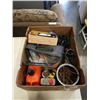 Image 1 : BOX OF HARDWARE, RIDGID PALM SANDER, FELT MARKERS