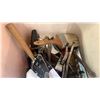 Image 4 : TOTE AND BIN OF TOOLS, GREASE GUN, HAND PLANER