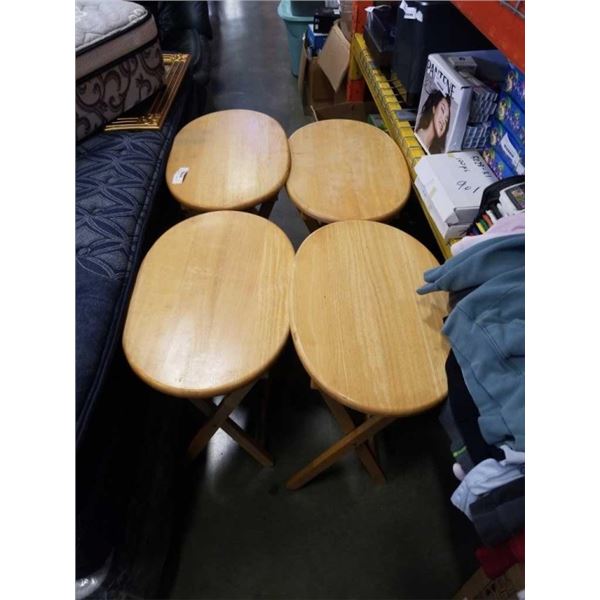 4 WOOD OVAL TV TRAYS