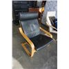 Image 1 : IKEA BENTWOOD CHAIR WITH BLACK LEATHER LOOK CUSHION