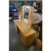 Image 2 : OAK VANITY DRESSER WITH MIRROR AND STOOL