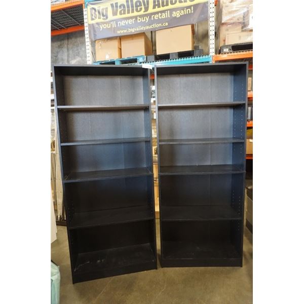 2 - 6FT BLACK BOOKSHELVES