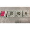 Image 1 : 3 CANADIAN SILVER COINS  - 1937, 1938 25 CENTS, AND 1939 10 CENTS .800 SILVER