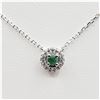 Image 1 : NEW STERLING SILVER 3.1MM X 3.08MM GENUINE EMERALD (0.11CTS) & CZ NECKLACE, W/A $665.00