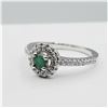 Image 1 : NEW STERLING SILVER 2.95MM X 2.93MM GENUINE EMERALD (0.10CTS) & CZ RING, W/A $720.00, SIZE 6