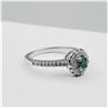 Image 2 : NEW STERLING SILVER 2.95MM X 2.93MM GENUINE EMERALD (0.10CTS) & CZ RING, W/A $720.00, SIZE 6