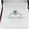 Image 3 : NEW STERLING SILVER 2.95MM X 2.93MM GENUINE EMERALD (0.10CTS) & CZ RING, W/A $720.00, SIZE 6