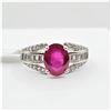 Image 1 : NEW STERLING SILVER 8.88MM X 6.92MM NATURAL RUBY (1.84CTS) & CZ RING, W/A $790.00, SIZE 6.25