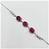 Image 1 : NEW STERLING SILVER 8.3MM X 6.05MM NATURAL RUBY (3.8CTS) & CZ BRACELET, W/A $1050.00