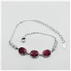 Image 3 : NEW STERLING SILVER 8.3MM X 6.05MM NATURAL RUBY (3.8CTS) & CZ BRACELET, W/A $1050.00