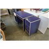 Image 2 : BLUE AND MAPLE PEDESTAL DESK AND 3 DRAWER STAND