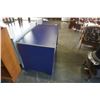 Image 3 : BLUE AND MAPLE PEDESTAL DESK AND 3 DRAWER STAND