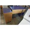 Image 8 : BLUE AND MAPLE PEDESTAL DESK AND 3 DRAWER STAND