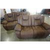 Image 1 : BROWN SUEDE SOFA  AND LOVESEAT RECLINING SET