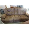 Image 2 : BROWN SUEDE SOFA  AND LOVESEAT RECLINING SET
