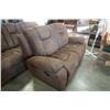 Image 8 : BROWN SUEDE SOFA  AND LOVESEAT RECLINING SET