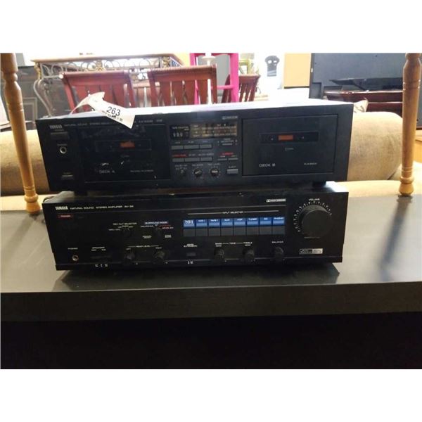 YAMAHA KX-W232 DOUBLE CASSETTE DECK AND AV-34 STEREO AMPLIFIER BOTH WORKING