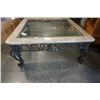 Image 2 : LARGE GLASSTOP STONE LOOK METAL BASE COFFEE TABLE AND SOFA TABLE