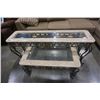Image 8 : LARGE GLASSTOP STONE LOOK METAL BASE COFFEE TABLE AND SOFA TABLE
