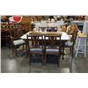 Image 1 : ANTIQUE CARVED DINING TABLE WITH 3 LEAFS AND 6 CHAIRS - REUPHOLSTERED CHAIRS
