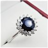 Image 2 : NEW STERLING SILVER 6.75MM X 6.73MM GENUINE SAPPHIRE (1.4CTS) & CZ RING, W/A $900.00, SIZE 8