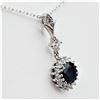 Image 2 : NEW STERLING SILVER 6.53MM X 6.55MM NATURAL SAPPHIRE (1.26CTS) & CZ PENDANT WITH STERLING CHAIN, W/A