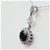 Image 3 : NEW STERLING SILVER 6.53MM X 6.55MM NATURAL SAPPHIRE (1.26CTS) & CZ PENDANT WITH STERLING CHAIN, W/A