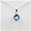 Image 1 : NEW STERLING SILVER 8.12MM X 8.12MM GENUINE BLUE TOPAZ SOLITAIRE PENDANT WITH STERLING CHAIN, 2.03CT