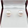 Image 1 : NEW 14KT. YELLOW GOLD 8.5MM - 9MM GENUINE FRESHWATER PEARL EARRINGS, W/A $1000.00