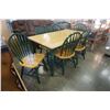 Image 2 : GREEN AND MAPLE DINING TABLE WITH 6 CHAIRS