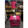 Image 1 : PINK PAINTED 1 DRAWER END TABLE AND MATCHING TABLE LAMP