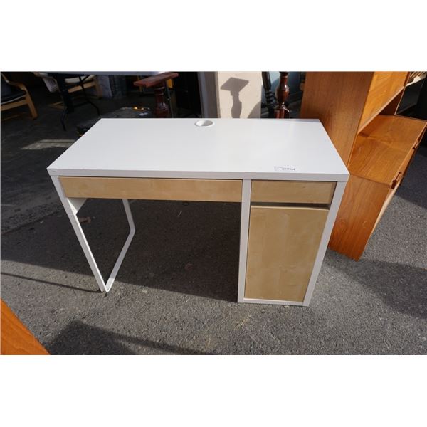 WHITE AND MAPLE 2 DRAWER PEDESTAL DESK