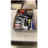 Image 1 : TRAY OF CO2 CANNISTERS, CIGAR CUTTER, TORCHES, MULTI TOOL, THROWING STARS