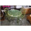 Image 1 : GREEN RATTAN DINING TABLE WITH 2 CHAIRS