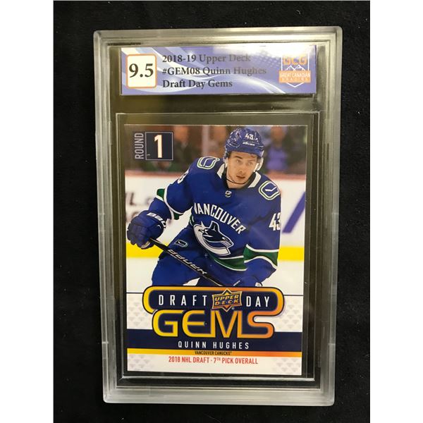 2018-19 UPPER DECK #GEM08 QUINN HUGHES DRAFT DAY GEMS (GCG 9.5)