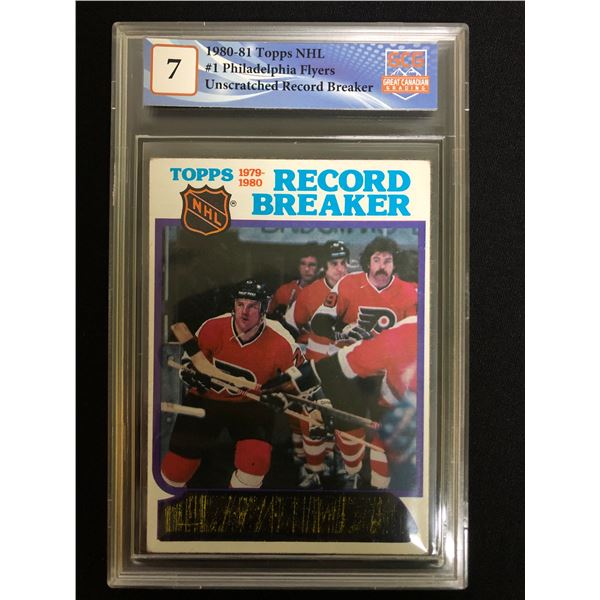 1980 TOPPS NHL #1 PHILADELPHIA UNSCRATCHED RECORD BREAKER (GCG 7)