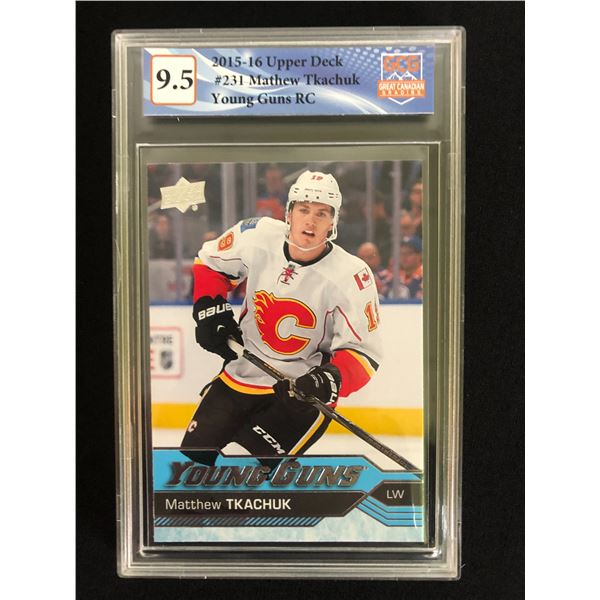 2015-16 UPPER DECK #231 MATTHEW TKACHUK YOUNG GUNS RC (GCG 9.5)