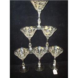 Cambridge ROSEPOINT CRYSTAL 6 Martini/Sherbet Stems: