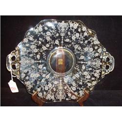Cambridge ROSEPOINT Crystal Double Handled Cake Plate:
