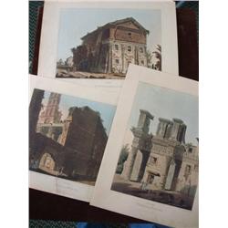 3 M. DUBOURG 19thC Handcolored Aquatints: