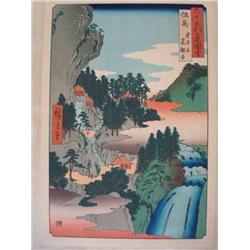 ANDO HIROSHIGE View of Iwaidam Woodblock Print: