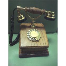 Oak Cased Reproduction Dial Telephone: