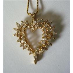 Ladies 14KT Diamond Heart Pendant on Chain: