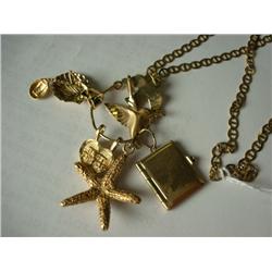 14KT and 10KT Gold Charms on Diamond Cut Chain: