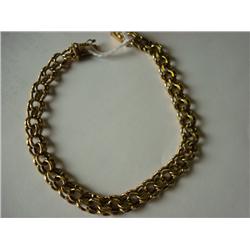 14KT Woven Double Link Charm Bracelet: